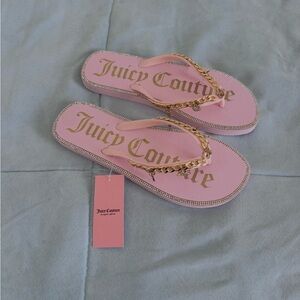 Juicy Couture Pink Sandals with Gold Accents